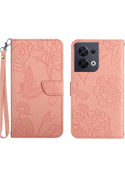 Oppo Oppo 8 5g Çiçekler ve Kelebekler Için Kılıf Pu Deri Kapak Çevirin (Yurt Dışından)