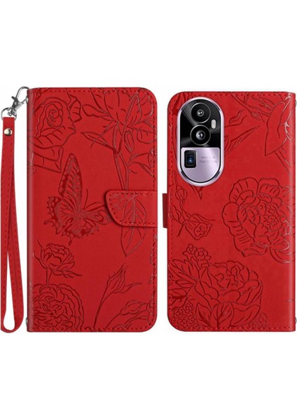Kılıf Için Oppo Wrist 10 Pro 5g Bilek Kayışı Çiçekler ve Kelebekler Pu (Yurt Dışından)