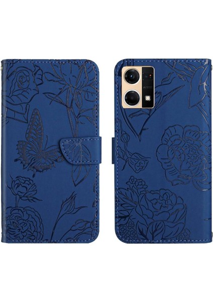 Bilek Kayışı Çiçekler ve Kelebekler Deri ile Oppo Oppo 7 4g Için Kılıf (Yurt Dışından)