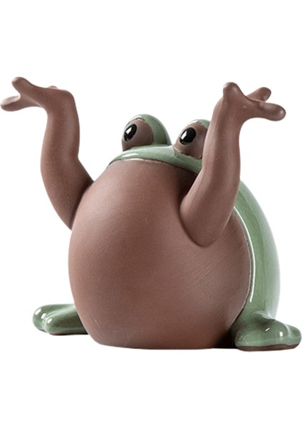 Seramik Çay Pet Süs Ev Dekor Kurbağa Heykeli Kitaplık Çay Odası 10X6X8.5 cm (Yurt Dışından)