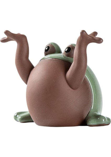 Seramik Çay Pet Süs Ev Dekor Kurbağa Heykeli Kitaplık Çay Odası 10X6X8.5 cm (Yurt Dışından) modelleri