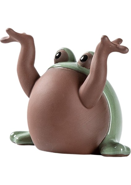 Seramik Çay Pet Süs Ev Dekor Kurbağa Heykeli Kitaplık Çay Odası 10X6X8.5 cm (Yurt Dışından) fırsatları