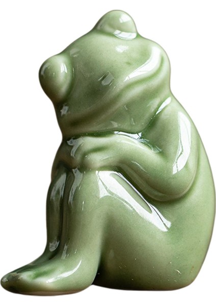 Küçük Kurbağa Heykeli Çay Evcil Heykel Minyatür Kurbağa Heykelcik Kitaplık Için 4.5x3.2x5.7 cm (Yurt Dışından)