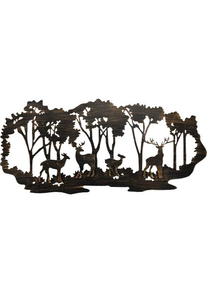 Metal I Dekorasyonu Ormandaki Geyik Ince Işçilik 40X18.3CM (Yurt Dışından)