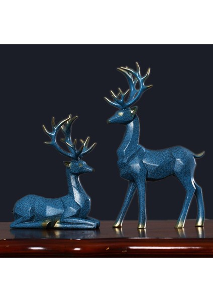 2 Adet Modern Çift Geyik Heykelleri Oturan Ayakta Sanat El Sanatları Reçine El Yapımı Elk (Yurt Dışından) indirimleri