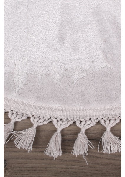 Relax Gri Yuvarlak 150X150 cm Ponpon Saçaklı Kaymaz Tabanlı Makinede Yıkanabilir Banyo Paspası fiyatları