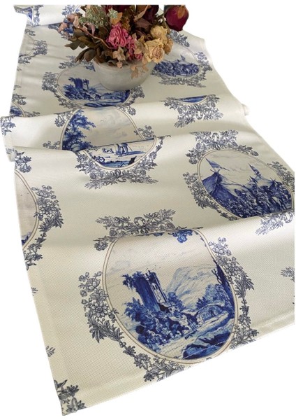 Blue Blanc Desenli Runner 44X145