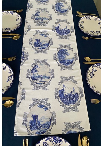 Blue Blanc Desenli Runner 44X145