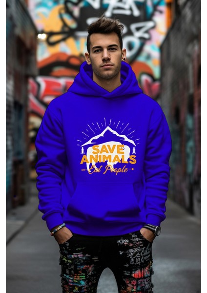 Bizonlar Dünyasında Insanlar Baskılı Rahat Kesim Oversize Sweatshirt