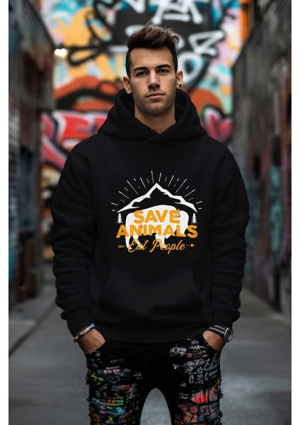 Bizonlar Dünyasında Insanlar Baskılı Rahat Kesim Oversize Sweatshirt indirimleri