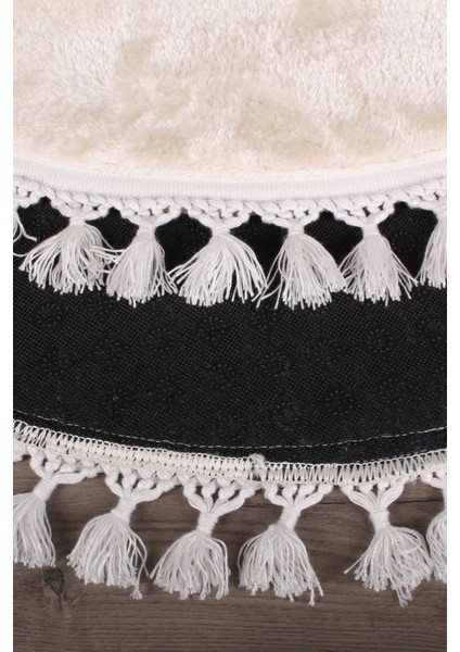 Relax Krem Yuvarlak 100X100 cm Ponpon Saçaklı Kaymaz Tabanlı Makinede Yıkanabilir Banyo Paspası fırsatları