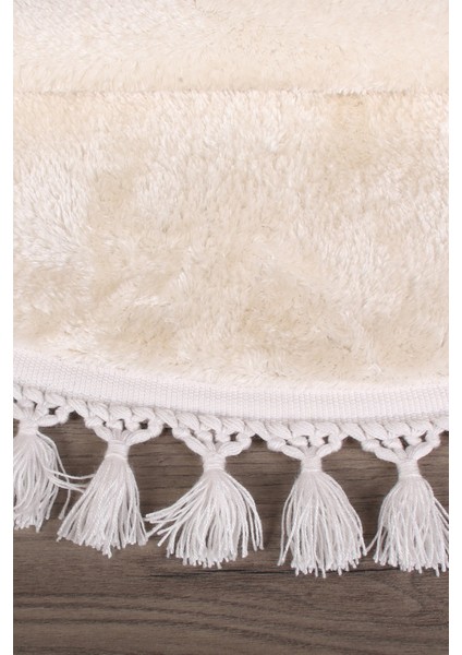 Relax Krem Yuvarlak 100X100 cm Ponpon Saçaklı Kaymaz Tabanlı Makinede Yıkanabilir Banyo Paspası indirimleri