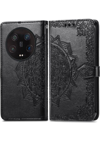 Xiaomi 13 Ultra Zarif Desen Basit Iş Deri Kılıf (Yurt Dışından)