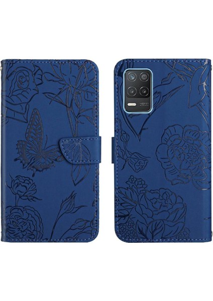 Bilek Kayışı Anti-Damla Koruma Pu Deri Flip ile Realme 8 5g Için Kılıf (Yurt Dışından)