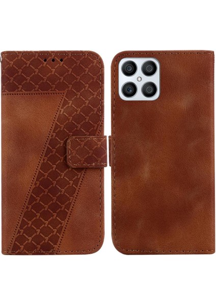 Honor X8 4g Pu Deri Kart Yuvası Fonksiyonu Için Kılıf Kabartmalı Desen Cüzdan (Yurt Dışından)