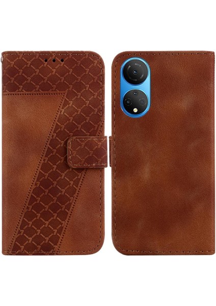Honor X7 Kart Yuvası Fonksiyonu Için Kılıf Cüzdan Kabartmalı Desen Flip Folio Pu (Yurt Dışından)