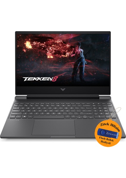 Victus 15-FA1055NT Intel I7 13700H 32 GB 2 Tb SSD RTX4060 15.6" Fhd WIN11 Pro 8U846EA709 + Zitek 16 GB Flash Bellek