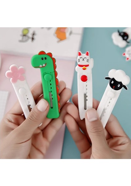 Dinozor Tarzı Kawaii Art Craft Maket Bıçağı Sevimli Mini Kırtasiye Bıçağı Kutusu Kesici Mektup Kağıt Bıçağı Ofis Okul Malzemeleri Kesme Kağıdı (Yurt Dışından)