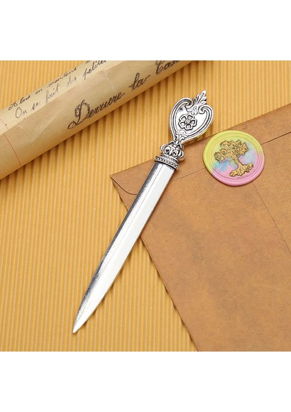 D Stili Avrupa Tarzı Retro Desen Metal Mektup Açacağı Cila ile Mühürlenmiş Zarflar Için Mum Mektup Açılış Posta Açacağı Karton Kesme (Yurt Dışından)
