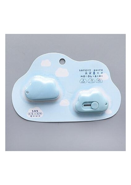 Mavi Stil Ute Bulut Mini Taşınabilir Bıçak Kutusu Kesici Mektup Açacağı Kawaii Kırtasiye Samll Kağıt Kesici Cep Scrapbooking Araçları (Yurt Dışından)