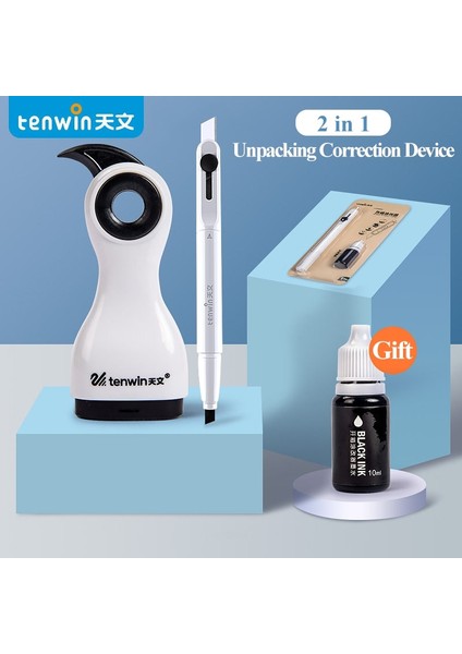 7605 Beyaz Stil Tenwin Kutu Zarf Açıcı Bıçağı Ekspres Paket Adı Daub Mühür Bozuk Kod Kapak Sızıntı Önleyici Bilgi Düzeltme Kalem 2'si 1 Arada (Yurt Dışından) modelleri