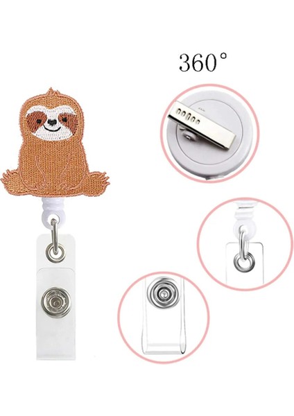 G Tarzı Sevimli Hayvan Tembellik Geri Çekilebilir Hemşire Rozet Makarası Klip Rozet Tutucu Öğrenciler Doktor Kimliği Keçe Nakış Kart Sahibinin (Yurt Dışından) fırsatları