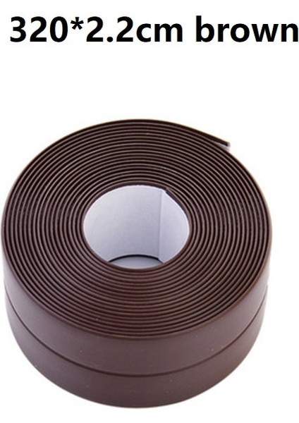320X2.2CM Kahverengi Stil 3.2m * cm Sızdırmazlık Şeridi Kendinden Yapışkanlı Küflenmez Kalafat Tamir Bandı Pvc Su Geçirmez Duvar Sticker Mutfak Banyo Duvar Lavabo (Yurt Dışından)