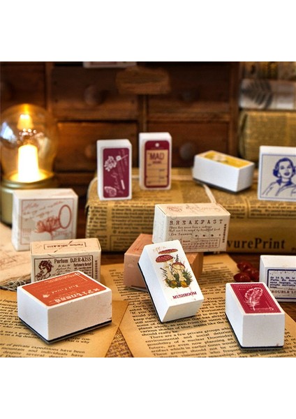 E Stili Retro Times Ahşap Lastik Pullar Diy Craft Kart Yapımı ve Scrapbooking Için Vintage Dekoratif Ahşap Monte Lastik Damga Seti (Yurt Dışından) modelleri