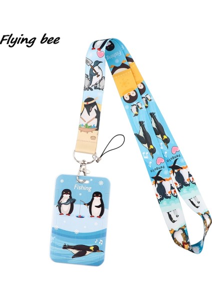 No.23 Tarzı Flyingbee Panda Kedi Inek Boyun Askısı Ipi Tuşları Kımlık Kartı Spor Salonu Telefon Askıları USB Rozet Tutucu Dıy Asmak Halat Kement Kordon (Yurt Dışından)