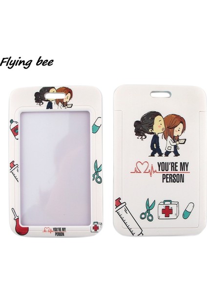 No.3 Tarzı Flyingbee Grey'in Anatomisi Moda Boyunluklar Otobüs Kimliği Adı Hemşire Doktor Bilim Adamı Profesör Için Çalışma Kartı Tutacağı (Yurt Dışından)
