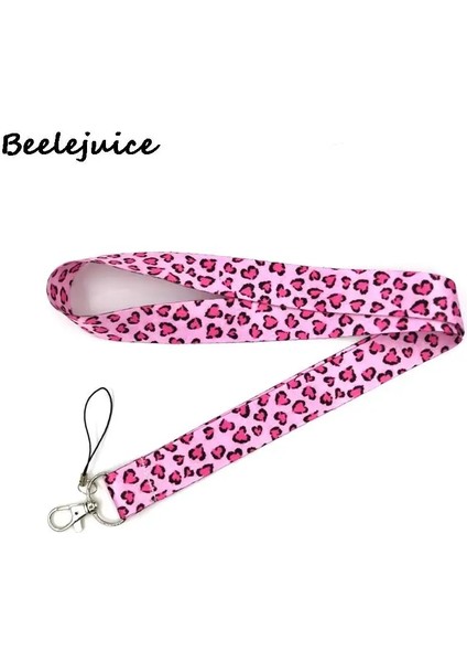 Boyun Ipi Tarzı Pembe Leopar Baskı Moda Kadın Kart Sahibinin Kordon Geri Çekilebilir Rozeti Hemşire Doktor Öğrenci Sergi Kımlık Kartı Klip Rozet Tutucu (Yurt Dışından)