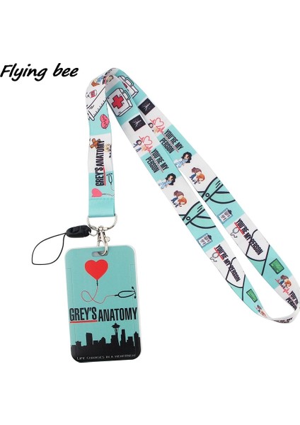 No.12 Tarzı Flyingbee Grey'in Anatomisi Moda Boyunluklar Otobüs Kimliği Adı Hemşire Doktor Bilim Adamı Profesör Için Çalışma Kartı Tutacağı (Yurt Dışından)