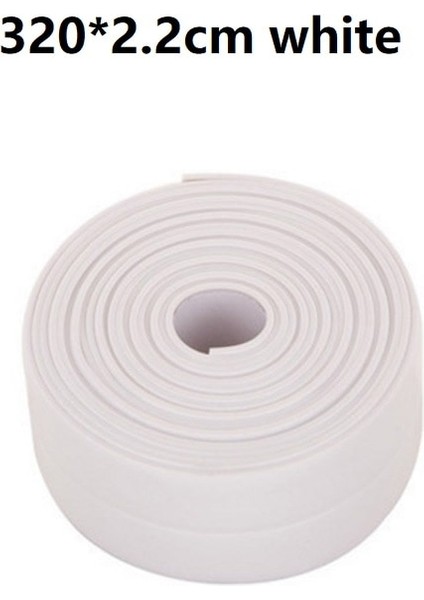 320X2.2CM Beyaz Stil 3.2m * cm Sızdırmazlık Şeridi Kendinden Yapışkanlı Küflenmez Kalafat Tamir Bandı Pvc Su Geçirmez Duvar Sticker Mutfak Banyo Duvar Lavabo (Yurt Dışından)