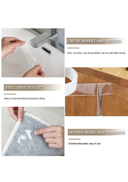 5 Milyon Stili M Nano Bant Izsiz Çift Taraflı Bant Şeffaf Izsiz Yeniden Kullanılabilir Su Geçirmez Yapışkan Bant Temizlenebilir Ev Gekkotape (Yurt Dışından) indirimleri