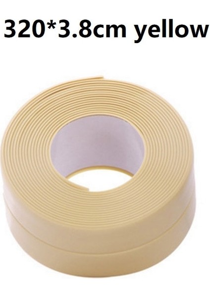 320X3.8CM Sarı Stil 3.2m * cm Sızdırmazlık Şeridi Kendinden Yapışkanlı Küflenmez Kalafat Tamir Bandı Pvc Su Geçirmez Duvar Sticker Mutfak Banyo Duvar Lavabo (Yurt Dışından)