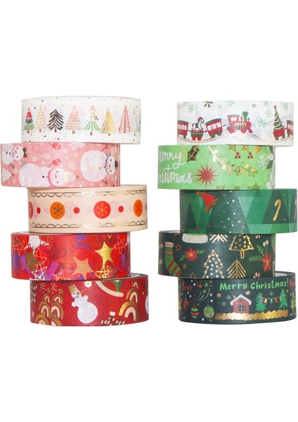Beyaz Stil 10 Rulo Noel Desen Washi Bant Inç Geniş Noel Dekoratif Kağıt Bant Dıy Maskeleme El Sanatları Bant Yapışkan Christm (Yurt Dışından) fiyatları