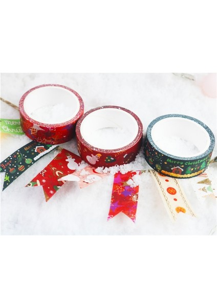 Beyaz Stil 10 Rulo Noel Desen Washi Bant Inç Geniş Noel Dekoratif Kağıt Bant Dıy Maskeleme El Sanatları Bant Yapışkan Christm (Yurt Dışından) modelleri