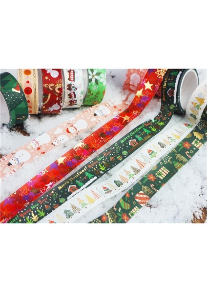 Beyaz Stil 10 Rulo Noel Desen Washi Bant Inç Geniş Noel Dekoratif Kağıt Bant Dıy Maskeleme El Sanatları Bant Yapışkan Christm (Yurt Dışından) fırsatları