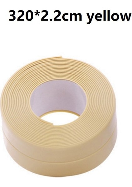 320X2.2CM Sarı Stil 3.2m * cm Sızdırmazlık Şeridi Kendinden Yapışkanlı Küflenmez Kalafat Tamir Bandı Pvc Su Geçirmez Duvar Sticker Mutfak Banyo Duvar Lavabo (Yurt Dışından)