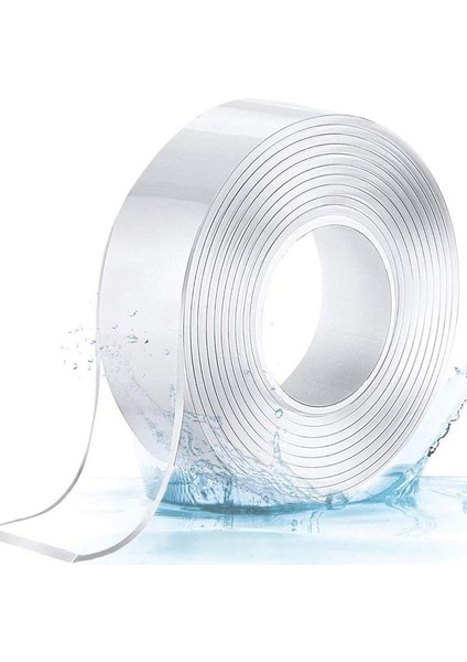 2mm Kalın 3CMX3METRE Stili Daha Kalın Nano Kendinden Yapışkanlı Bant M Posterler Duvar Goblen Dekor Için Çift Taraflı Traceless Silikon Yapışkan Şeffaf Bantlar (Yurt Dışından)