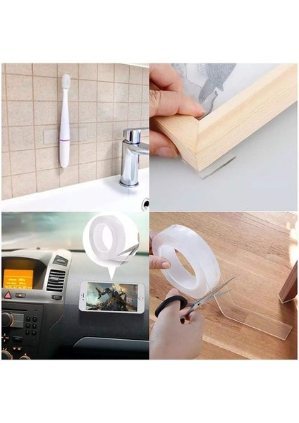 1mm Kalın 2CMX5METRE Stili Nano Kendinden Yapışkanlı Bant M Çift Taraflı Traceless Kullanılabilir Silikon Yapışkanlı Şeffaf Bantlar Duvar Halısı Araba Dekoru 2cm (Yurt Dışından) indirimleri