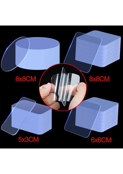 Yuvarlak 8X8CM 5 Adet Stil Nano Çift Taraflı Yapışkan Bant Şeffaf Kendinden Yapışkanlı Su Geçirmez Bant Mutfak Yapıştırıcı Banyo Duvar Kancası Düzeltme Bandı (Yurt Dışından) fiyatları