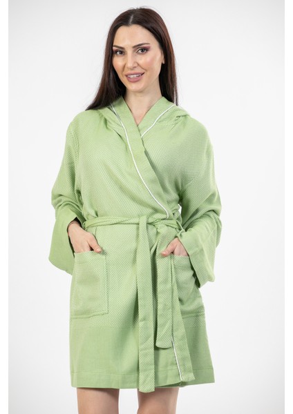 Tokyo Açık Yeşil Comfy Crisscross Kapşonlu Bambu Peştamal Kadın Bornoz/Sabahlık L - XL fiyatları