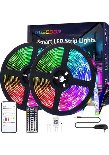 Şerit LED Adaptör + Kumandalı Rgb Şerit LED 5+5 10M