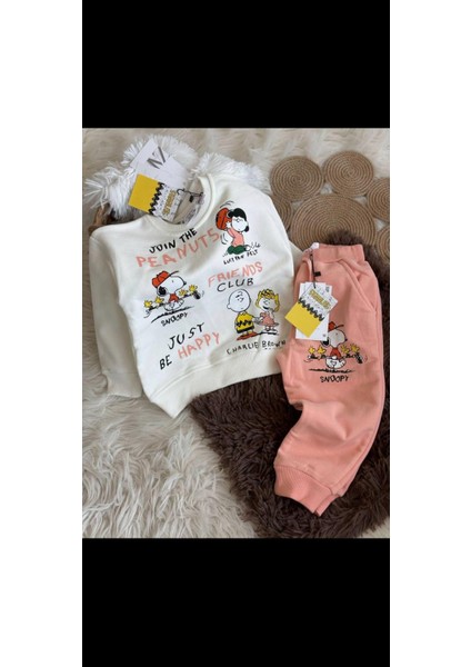 Unisex Peanuts Baskılı Uzun Kollu 2 Li Takım Sweatshirt Eşofman Takım fiyatları