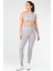 Gri Slim Fit Düz O Yaka Yüksek Bel Askı Detaylı Toparlayıcı Kadın Tayt Takım - SB0849 1
