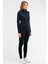 Lacivert Slim Fit Baskılı Dalgıç Kumaş Dik Yaka Fermuarlı Kadın Tayt Takım - SA-2296-1 3