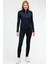 Lacivert Slim Fit Baskılı Dalgıç Kumaş Dik Yaka Fermuarlı Kadın Tayt Takım - SA-2296-1 5