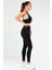 Siyah Slim Fit Düz Micro Açık Yaka Yüksek Bel Toparlayıcı Kadın Tayt Takım - SB0851 3