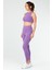 Mor Slim Fit Düz O Yaka Yüksek Bel Askı Detaylı Toparlayıcı Kadın Tayt Takım - SB0849 3